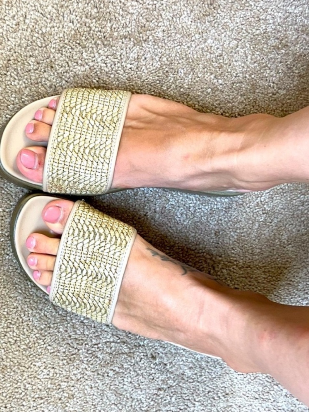 Donald J. Pliner Gold Braided Cork Slide Sandals - Picture 5 of 5